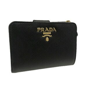 Prada Saffiano Martic Wallet Short Case Nero Black Pink Multicolor